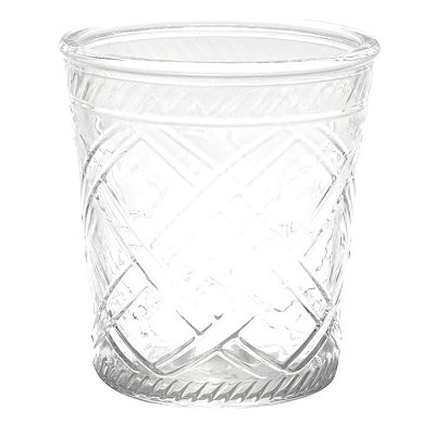 Vaso Cachepot em Vidro Cross Lines Transparente 13,5cm