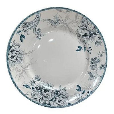 Prato Raso de Cerâmica 27cm Azul Petrópolis