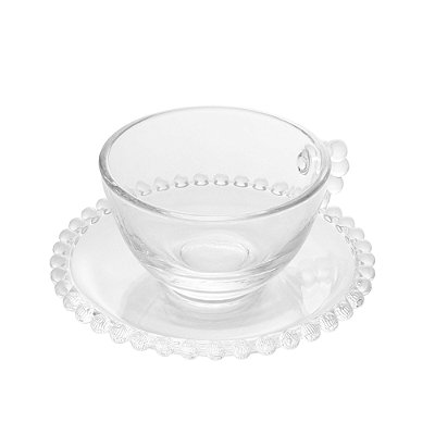 Xícara de Chá Com Pires de Cristal Pearl 180ml - Wolff