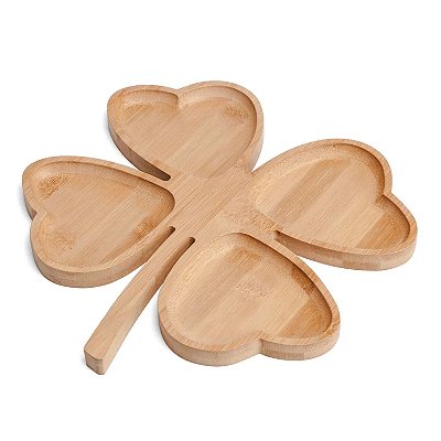 Petisqueira de Bambu Trevo 4 Folhas Coração