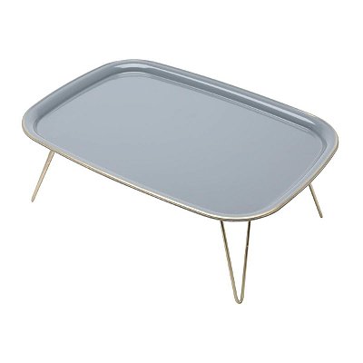 Bandeja de Café da Manhã Cinza com Pé Triangle Dourado