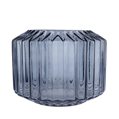 Vaso Decorativo em Vidro Cinza Pleast Style Canelado