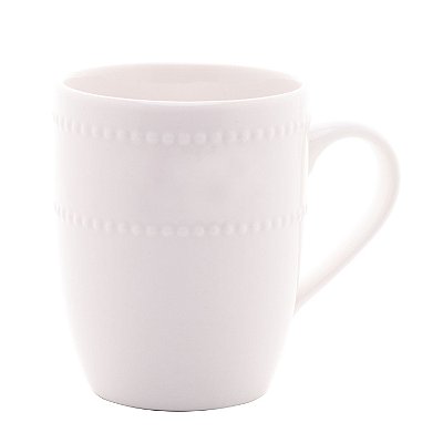 Caneca de Porcelana New Bone Double Dots Pearl Branca 390ml