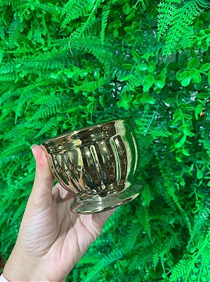 Vaso Cachepot de Cerâmica Roma Pequeno - Dourado