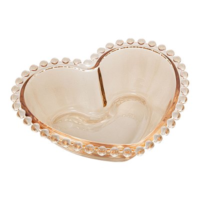 Bowl de Coração de Cristal Pearl Âmbar 19x15x6cm - Wolff