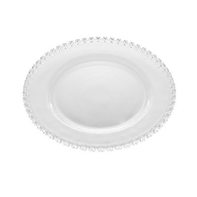 Prato de Sobremesa de Cristal Bolinha de Coração 20cm - Lyor