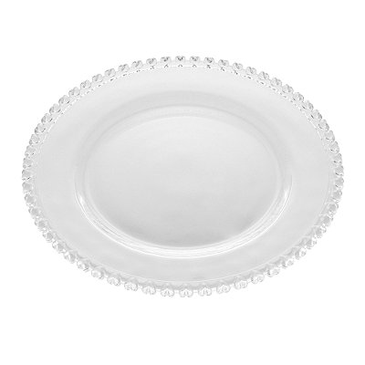 Prato Raso de Cristal Bolinha de Coração 28cm - Lyor