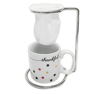Caneca com Suporte Inox com Coador de Pano de Café Poa Mini Dots
