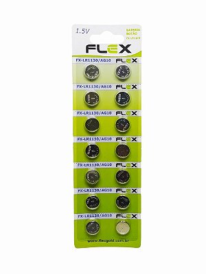 Bateria Botão Cart. 14 Pçs Flex Fx-Lr1130/Ag10