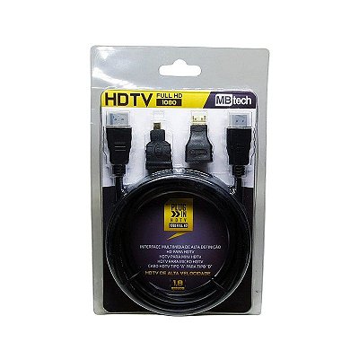 Cabo De Hdmi De 1,8m C/ 2 Adaptadores GB51058