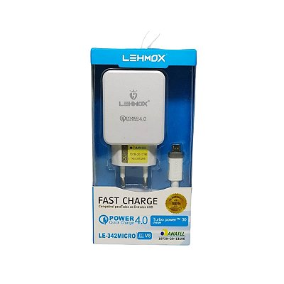 Carregador Universal C/ 1 Entrada Usb LE-342MICRO Turbo V8