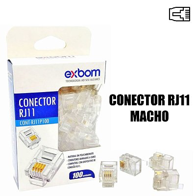 Conector Rj11 Pacote C/100 Pçs Para Telefone 4 Vias