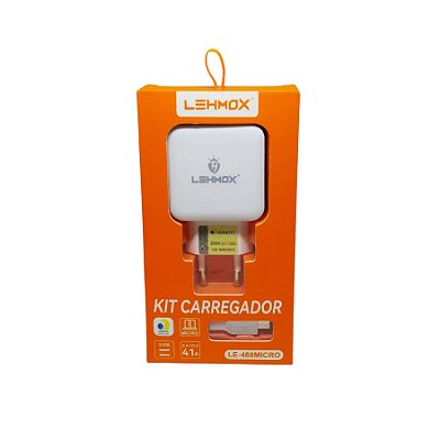 Carregador Para Celular C/2 Entrada Usb e Cabo Micro Usb V8 LE-488 Micro