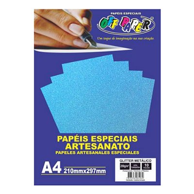 Papel Glitter Metalico Azul Turquesa A4 250g 10fls