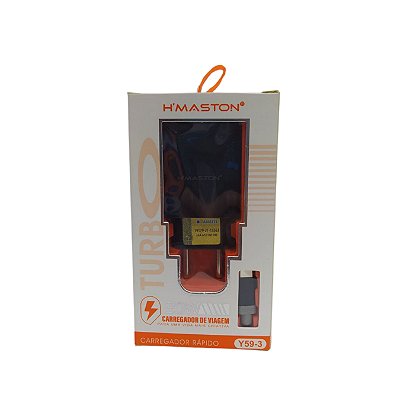Carregador Para Celular Com 1 Entrada Usb e Cabo Tipo-C Y59-3
