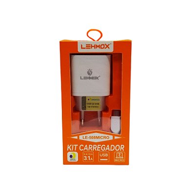Carregador P/ Celular 1 Entrada Usb e Cabo Micro Usb V8 LE-508MICRO