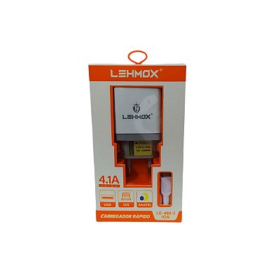 Carregador Com 2 Entradas Usb C/ Conexão Lightning LE-480-3 IOS
