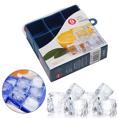 FORMA DE GELO C/9 CAVIDADES QUADRADA DE SILICONE GOURMET 11X3,5CM D0611 DOLCE HOME
