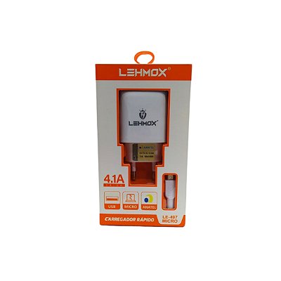 Carregador P/ Celular C/2 Entrada Usb e Cabo Micro Usb V8 LE-497Micro
