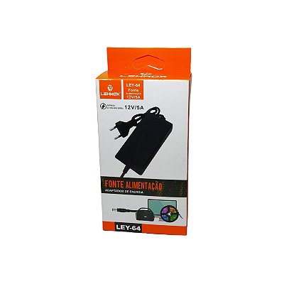 Fonte de Alimentação AC 100/240 Volts DC 12V 5A Ley-64