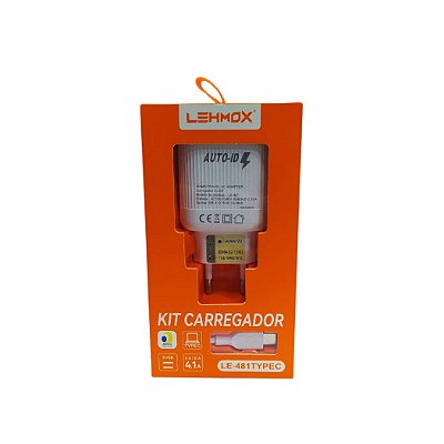 Carregador de Celular Com 2 Entradas Usb e Cabo Type-C LE-481TYPEC