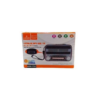 Radio Portatil USB/SD/AM/FM/SW Estilo Retro LES-1751
