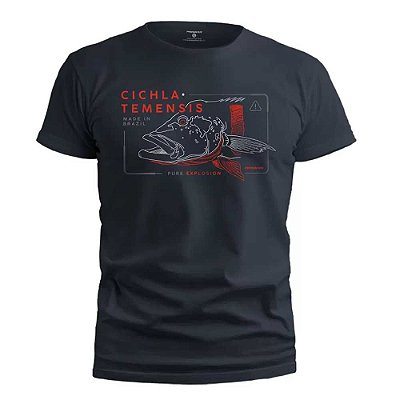 Camiseta Presa Viva Casual Line Tucuna Açu 01 100% Algodão cinza escuro Xxg