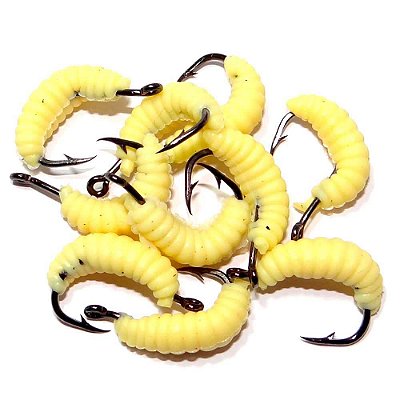 Isca Com Anzol Larva Artificial Bichinho Da Laranja 2cm C/10