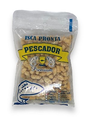 Isca pronta Pescador Premium massa cortada lambari milho verde 100g