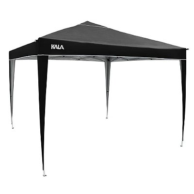 Gazebo Tenda dobrável sanfonado pés e estrutura de alumínio 3X3m Preto - KALA