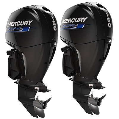 Parelha de motor de popa Mercury 2X 150 HP V4 Sea Pro XL 25 Poleg. Comando Duplo Mecanico - Preço para PJ ou Produtor Rural