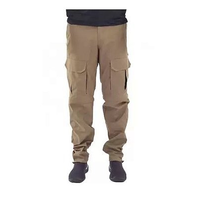 Calça de pesca Mar Negro Lisa Caqui 46 c/ ziper joelho