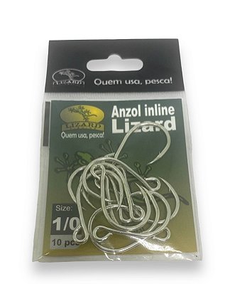 Anzol Lizard Inline N 1/0 C/ 10 aço carbono 0,90g