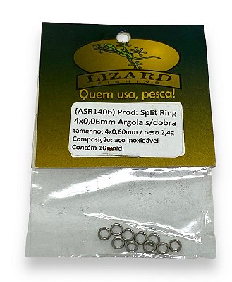 Argola em aço inox Split Ring 4x0,60mm c/ 10