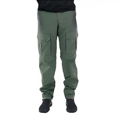 Calça de pesca Mar Negro Lisa Verde 48 c/ ziper joelho