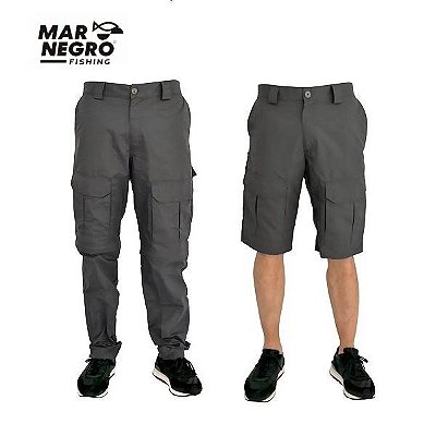 Calça de pesca Mar Negro Lisa cinza escuro 48 c/ ziper joelho
