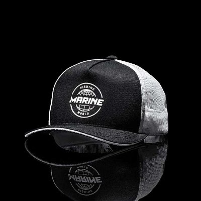 Boné Marine Fishing World preto tela branca