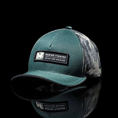 Boné Marine Fishing Catch and Release verde tela camuflada