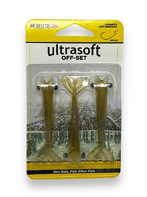 Isca Monster 3X Soft Ultrasoft  CAMARÕES ULTRA SOFT OFFSET 9CM - GASOLINE 3UN