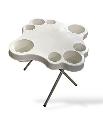 Mesa Rio Mar petisqueira com pés em aluminio praia - Mar branca