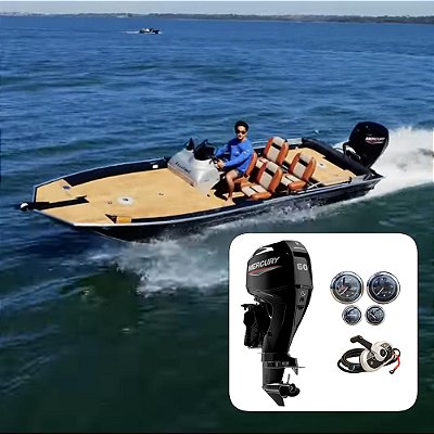 Barco Levefort Apolus Sport Fishing 600 Freestyle Special Series+ Mercury 60 HP 4T ELPT Elétrico Power Trim - Fat. PJ+ Carreta Rodoviária+ Acessórios de montagem