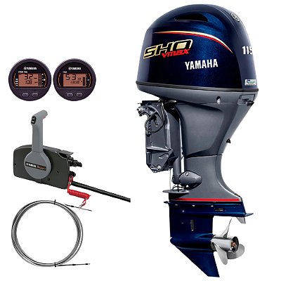 Motor de popa Yamaha VMAX 115 HP 4 Tempos SHO 20 Pol. Comando e Power Trim - Preço especial Produtor Rural e PJ