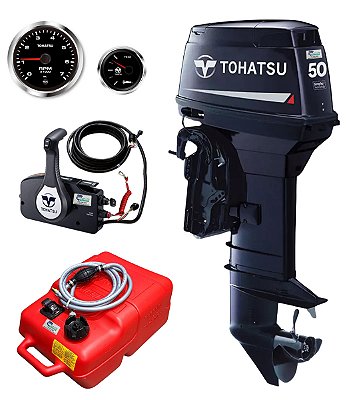Motor de Popa Tohatsu M50EPTOL – 50 HP 2 Tempos, Rabeta Longa, Power Trim, Direção por Comando à Distância - Preço P. Rural e PJ