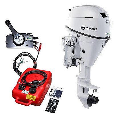 Motor de Popa Tohatsu MFS30DEWETL – 30 HP 4 Tempos Branco com Comando à Distância e Power Trim , Partida Elétrica e Rabeta Longa - Preço P. Rural e PJ