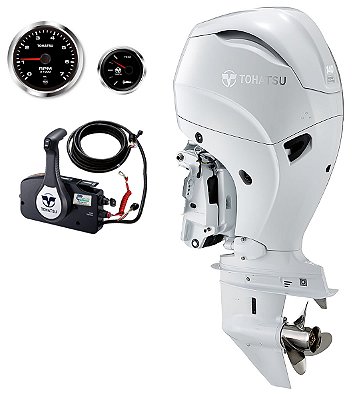 MOTOR DE POPA TOHATSU MFS140AWETL – 140 HP 4 TEMPOS BRANCO COM COMANDO À DISTÂNCIA, PARTIDA ELÉTRICA, RABETA LONGA E POWER TRIM - PREÇO P. RURAL E PJ