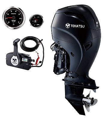 MOTOR DE POPA TOHATSU MFS90AETL – 90 HP 4 TEMPOS COM COMANDO À DISTÂNCIA, PARTIDA ELÉTRICA, RABETA LONGA E POWER TRIM - PREÇO P. RURAL E PJ