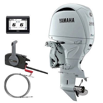 Motor de Popa Yamaha 200 HP QET2L Branco - 4 Tempos -  Rabeta 20 pol. - Preço especial Produtor Rural e PJ