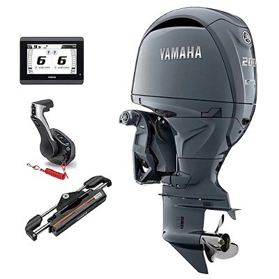 Motor de popa Yamaha 200 HP 4 Tempos NSTX 25 Pol. Cinza Elétrico com Comando e Power Trim - Preço para Pessoa Física