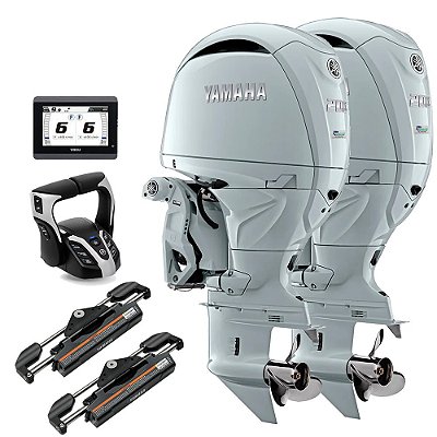 Parelha Motor de popa Yamaha 200 HP 4 Tempos NST2X 25 Pol. Branco Elétrico com Comando Top Duplo Eletrônico e Direção Eletro Hidráulica acoplada -  Faturamento INSCRIÇÃO ESTADUAL E PRODUTOR RURAL REGIÃO NORTE, NORDESTE E CENTRO-OESTE