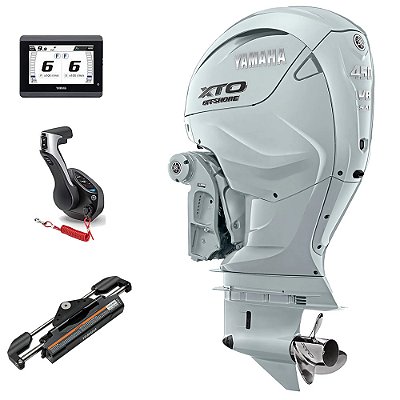 Motor de Popa Yamaha 450 HP XTO 4 Tempos AVT2X 25" Branco Comando Eletrônico e Tela CL5 Display - Faturamento INSCRIÇÃO ESTADUAL E PRODUTOR RURAL REGIÃO NORTE, NORDESTE E CENTRO-OESTE